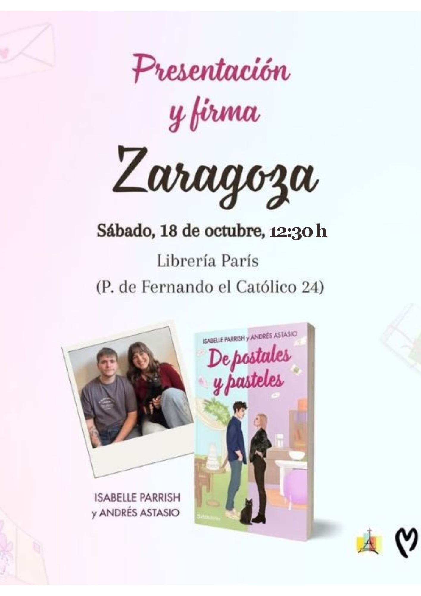 Isabelle Parrish y Andrés Astasio presentan 'De postales y pasteles'