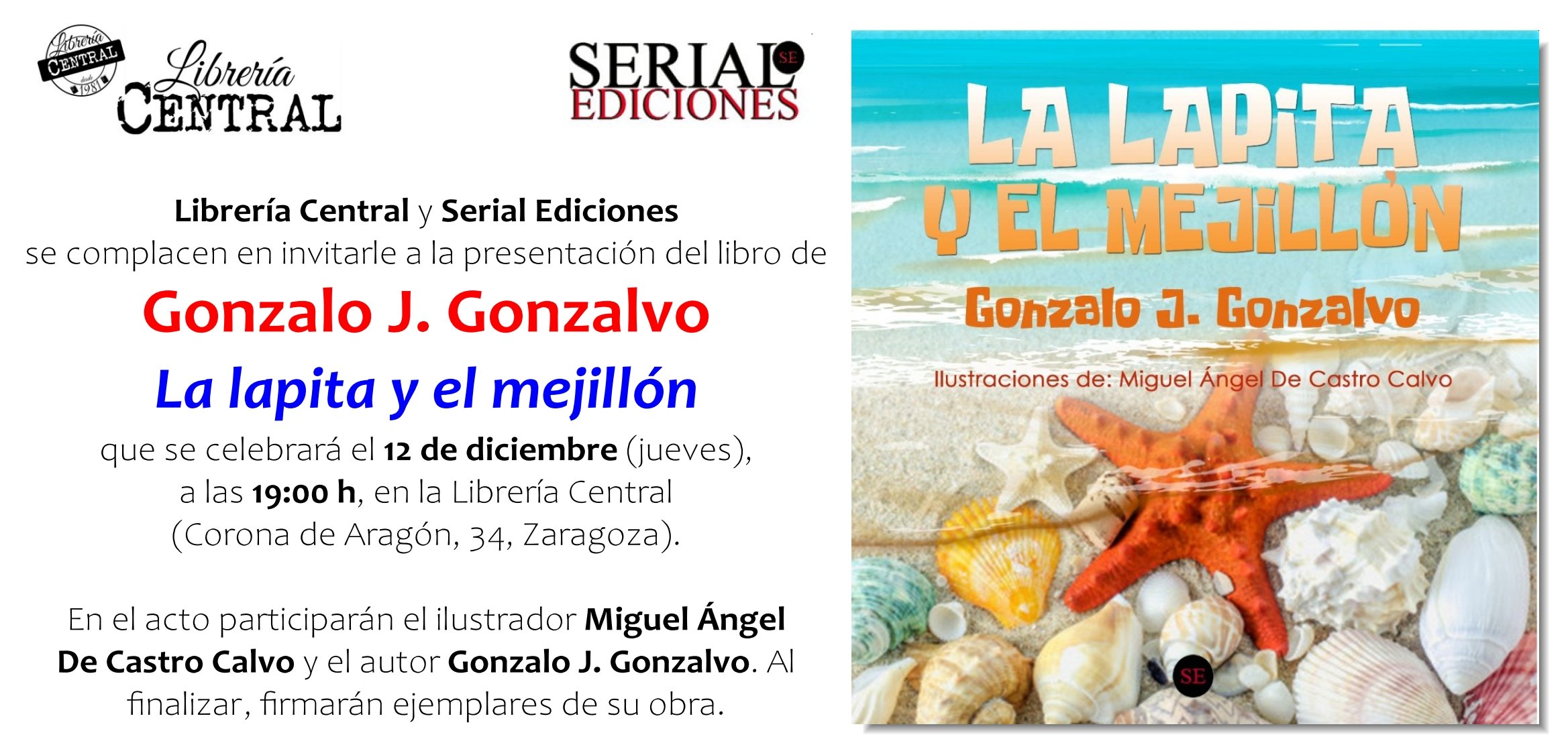 Presentación del libro infantil La lapita y el mejillón. En la librería Central de Zaragoza 